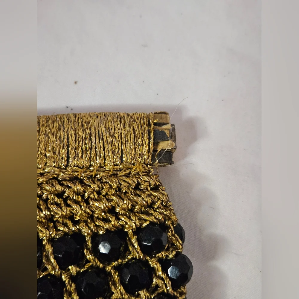 Vintage 60's/70s Delill Black Beaded Embellished Purse Made In Italy.